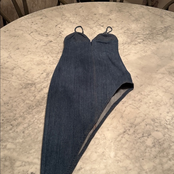 Fleur du Mal Asymmetrical Denim High Leg Dress in Denim. Worn once. - Picture 6 of 9